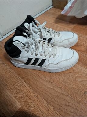 adidas White and Black High-Top Sneakers - Men's